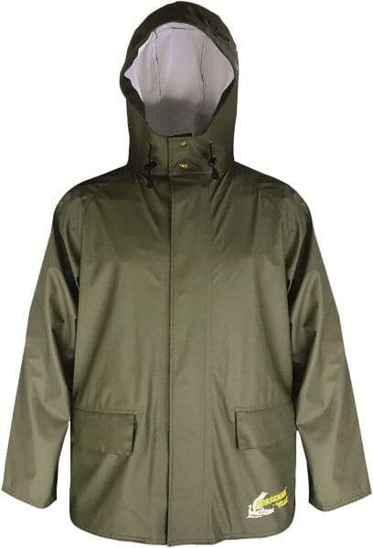 Viking - Size 3XL, Moss Green, Waterproof Jacket - 55" Chest, 2 Pockets, Detachable Hood, Snap at Wrist - Americas Industrial Supply