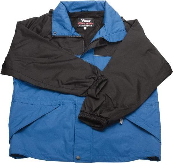 Viking - Size 3XL, Cobalt Blue & Black, Waterproof, Wind Resistant Jacket - 55" Chest, 3 Pockets, Packable Hood, Hook & Loop Wrist - Americas Industrial Supply