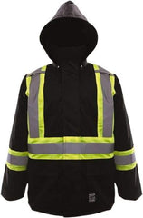 Viking - Size 4XL High Visibility & Water Resistant Jacket - Black, Polyester & Polyurethane, Zipper, Hook & Loop Closure, 58" Chest - Americas Industrial Supply