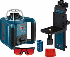 Bosch - 1,000' Measuring Range, 1/8" at 100' Accuracy, Self-Leveling Horizontal & Vertical Rotary Laser - ±5° Self Leveling Range, 1 Beam, 2-D Battery Included - Americas Industrial Supply