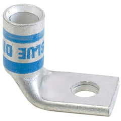 Panduit - 6 AWG Noninsulated Compression Connection Right Angle Ring Terminal - 1/4" Stud, 1.03" OAL x 0.48" Wide, Tin Plated Copper Contact - Americas Industrial Supply