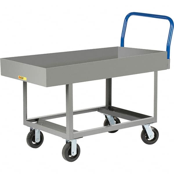 Little Giant - 2,000 Lb Capacity Steel Platform Truck - Steel Deck, 30" OAW, 61-1/2" Platform Length, Mold On Rubber Casters - Americas Industrial Supply