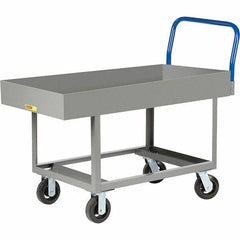 Little Giant - 2,000 Lb Capacity Steel Platform Truck - Steel Deck, 30" OAW, 49-1/2" Platform Length, Mold On Rubber Casters - Americas Industrial Supply