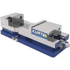 Kurt - 4" Jaw Width, 6-1/2" Jaw Opening Capacity, Horizontal Stationary Machine Vise - Manual Operation, 60 Lb Capacity, 1 Station, 14.56" Long x 84.47mm High x 1-15/64" Deep, 1.235" Jaw Height, 7,500 Lb Max Clamp Force, Ductile Iron - Americas Industrial Supply