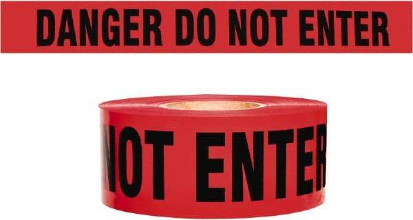 NMC - 135' Long x 3" Wide Roll, 100% Cotton, Red Barricade Tape - Message: Caution - Do Not Enter - Americas Industrial Supply