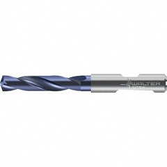 Walter-Titex - 4.5mm 140° Solid Carbide Screw Machine Drill Bit - Right Hand Cut, 24mm Flute Length, 66mm OAL, Straight Shank with Weldon Flat, Through Coolant - Americas Industrial Supply