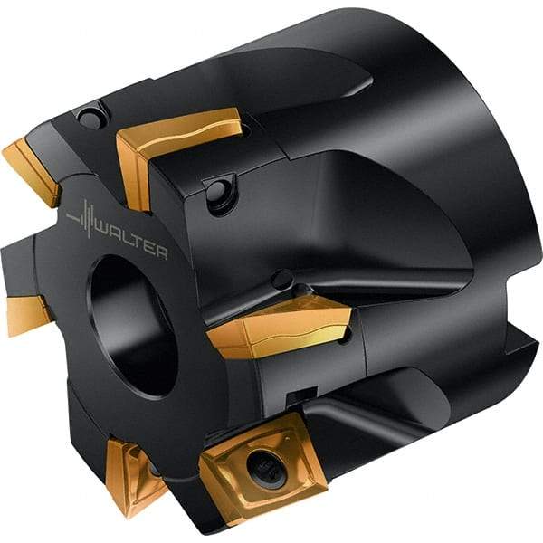 Walter - 6 Inserts, 50mm Cut Diam, 13mm Max Depth of Cut, Indexable Square-Shoulder Face Mill - 0° Lead Angle, 40mm High, LDMW08T204R & LDMT08T204R Insert Compatibility, Through Coolant, Series M4130 - Americas Industrial Supply