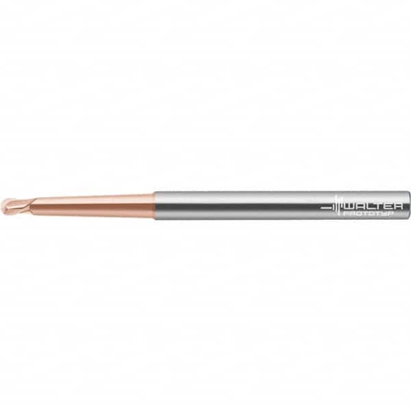 Walter-Prototyp - 3mm Diam, 2.4mm LOC, 2 Flute Solid Carbide Ball End Mill - AlTiN Finish, Single End, 80mm OAL, 6mm Shank Diam, Spiral Flute - Americas Industrial Supply