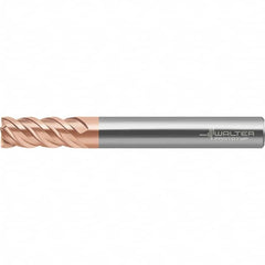 Walter-Prototyp - 4mm, 11mm LOC, 6mm Shank Diam, 57mm OAL, 3 Flute, Solid Carbide Square End Mill - TiAlSiN Finish, Spiral Flute, 50° Helix, Right Hand Cut, Right Hand Flute, Series MC388 - Americas Industrial Supply