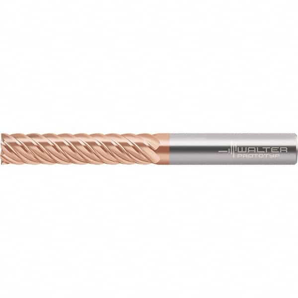 Walter-Prototyp - 10mm, 46mm LOC, 10mm Shank Diam, 100mm OAL, 6 Flute, Solid Carbide Square End Mill - TiAlSiN Finish, Spiral Flute, 50° Helix, Right Hand Cut, Right Hand Flute, Series MC187 - Americas Industrial Supply