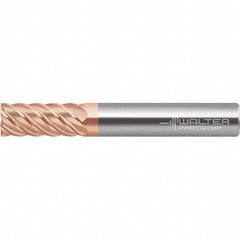Walter-Prototyp - 12mm, 26mm LOC, 12mm Shank Diam, 83mm OAL, 6 Flute, Solid Carbide Square End Mill - TiAlSiN Finish, Spiral Flute, 50° Helix, Right Hand Cut, Right Hand Flute, Series MC187 - Americas Industrial Supply
