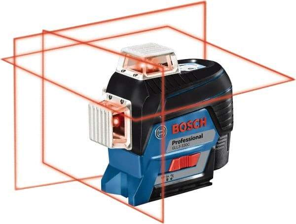 Bosch - 3 Beam 200' Max Range Self Leveling Line Laser - 3/32" at 30' Accuracy, Battery Included - Americas Industrial Supply