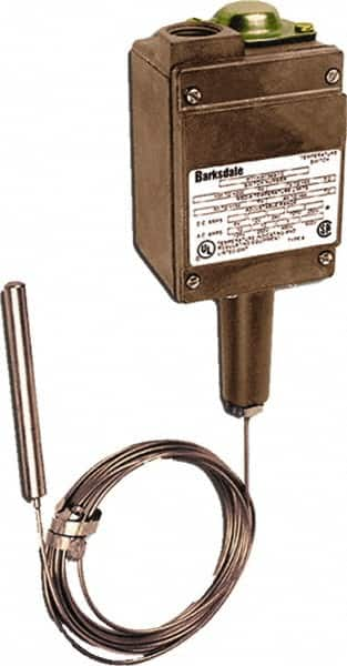 Barksdale - -50 to 150°F Remote Mount Temperature Switch - 3/8 x 4-1/16 Capillary, 304 Stainless Steel, ±1% of mid-60% of F.S. - Americas Industrial Supply