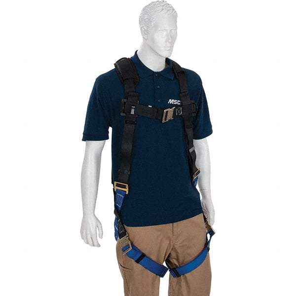 PRO-SAFE - 310 Lb Capacity, Size X-Large, Full Body Quick-Connect Harness - Polyester, Quick-Connect Leg Straps, Tongue Buckle Chest Strap, Gray/Blue, Airflow Backpad, AntiTangle Strap & Back D Ring - Americas Industrial Supply