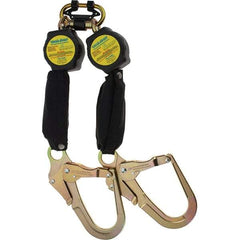 PRO-SAFE - 6' Long, 350 Lb Capacity, Ultra-High Molecular Weight Polyethylene Webbing Self-Retracting Lifeline - Steel Locking Rebar Hook Connector, Steel Carabiner Connector, Black - Americas Industrial Supply