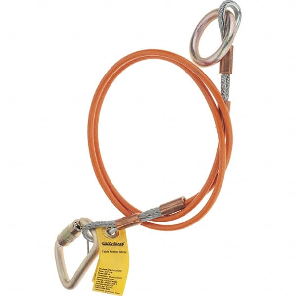 PRO-SAFE - 6' Long, D-Ring Anchor Sling - 350 Lb Capacity, Vinyl Coated Galvanized Steel Cable - Americas Industrial Supply