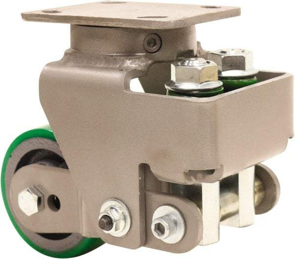 Hamilton - 4" Diam x 2" Wide, Polyurethane Mold on to Cast Iron Center Swivel Caster - 750 Lb Capacity, Top Plate Mount, 4" x 5" Plate, Sealed Precision Ball Bearing Bearing - Americas Industrial Supply