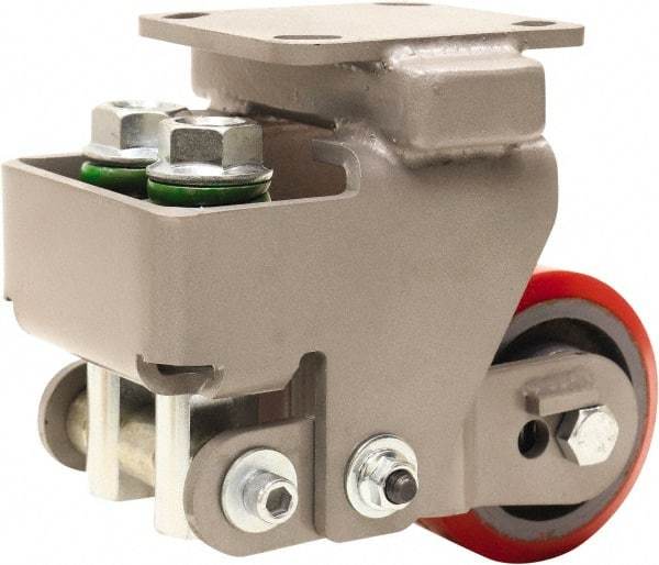 Hamilton - 4" Diam x 2" Wide, Polyurethane Mold on to Cast Iron Center Rigid Caster - 900 Lb Capacity, Top Plate Mount, 4" x 4-1/2" Plate, Sealed Precision Ball Bearing Bearing - Americas Industrial Supply