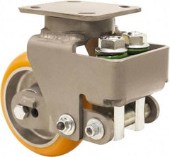 Hamilton - 6" Diam x 2" Wide, Polyurethane Mold on to Cast Iron Center Swivel Caster - 1,400 Lb Capacity, Top Plate Mount, 4" x 5" Plate, Sealed Precision Ball Bearing Bearing - Americas Industrial Supply
