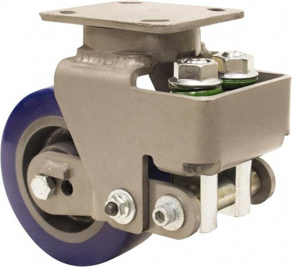 Hamilton - 6" Diam x 2" Wide, Polyurethane Mold on to Cast Iron Center Swivel Caster - 1,300 Lb Capacity, Top Plate Mount, 4" x 5" Plate, Sealed Precision Ball Bearing Bearing - Americas Industrial Supply