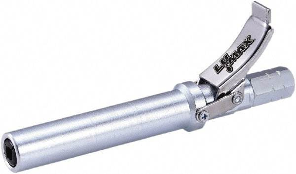 lumax - 15,000 Operating psi, 1/8 Thread, Steel Fixed Grease Gun Coupler - NPT (F) Thread, 22,000 psi Burst Pressure, Silver - Americas Industrial Supply
