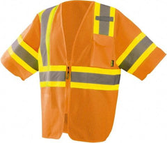 OccuNomix - Size 4XL High Visibility Orange Mesh General Purpose Vest - ANSI 107-2015, Zipper Closure, 3 Pockets, Polyester - Americas Industrial Supply