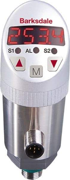 Barksdale - 3,000 Max psi, ±0.5% Accuracy, 7/16-20 UNF (SAE 4) Connection Electronic Pressure Switch and Transducer with Display - 0 to 10V Output Signal, M12 Wetted Parts, 7/16" Thread, -13 to 212°F, 32 Volts - Americas Industrial Supply