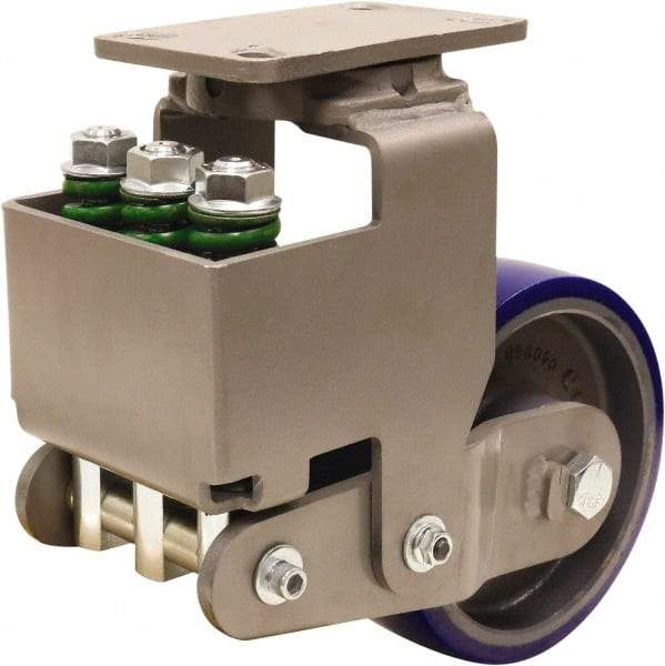 Hamilton - 8" Diam x 3" Wide, Polyurethane Mold on to Cast Iron Center Swivel Caster - 2,000 Lb Capacity, Top Plate Mount, 4-1/2" x 6-1/2" Plate, Sealed Precision Ball Bearing Bearing - Americas Industrial Supply