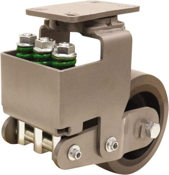 Hamilton - 8" Diam x 3" Wide, Polyurethane Mold on to Cast Iron Center Swivel Caster - 3,145 Lb Capacity, Top Plate Mount, 4-1/2" x 6-1/2" Plate, Sealed Precision Ball Bearing Bearing - Americas Industrial Supply