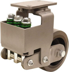 Hamilton - 8" Diam x 3" Wide, Polyurethane Mold on to Cast Iron Center Swivel Caster - 3,145 Lb Capacity, Top Plate Mount, 4-1/2" x 6-1/2" Plate, Sealed Precision Ball Bearing Bearing - Americas Industrial Supply