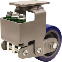 Hamilton - 8" Diam x 3" Wide, Polyurethane Mold on to Cast Iron Center Swivel Caster - 2,700 Lb Capacity, Top Plate Mount, 4-1/2" x 6-1/2" Plate, Sealed Precision Ball Bearing Bearing - Americas Industrial Supply