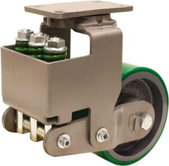 Hamilton - 6" Diam x 3" Wide, Polyurethane Mold on to Cast Iron Center Swivel Caster - 3,145 Lb Capacity, Top Plate Mount, 4-1/2" x 6-1/2" Plate, Sealed Precision Ball Bearing Bearing - Americas Industrial Supply