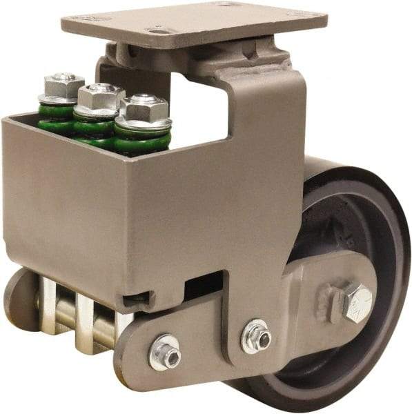 Hamilton - 6" Diam x 3" Wide, Polyurethane Mold on to Cast Iron Center Swivel Caster - 3,145 Lb Capacity, Top Plate Mount, 4-1/2" x 6-1/2" Plate, Sealed Precision Ball Bearing Bearing - Americas Industrial Supply