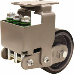 Hamilton - 8" Diam x 3" Wide, Polyurethane Mold on to Cast Iron Center Rigid Caster - 3,145 Lb Capacity, Top Plate Mount, 4-1/2" x 6-1/2" Plate, Sealed Precision Ball Bearing Bearing - Americas Industrial Supply