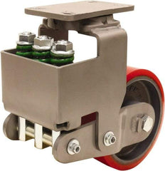 Hamilton - 8" Diam x 3" Wide, Polyurethane Mold on to Cast Iron Center Swivel Caster - 2,500 Lb Capacity, Top Plate Mount, 4-1/2" x 6-1/2" Plate, Sealed Precision Ball Bearing Bearing - Americas Industrial Supply
