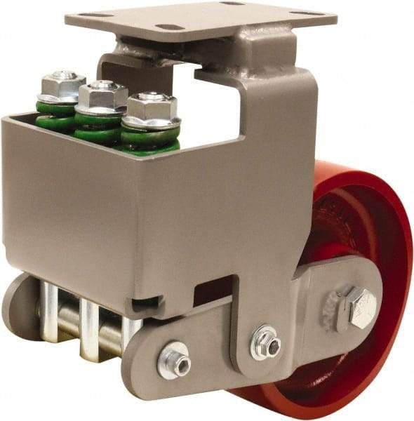 Hamilton - 8" Diam x 3" Wide, Cast Iron Rigid Caster - 2,600 Lb Capacity, Top Plate Mount, 4-1/2" x 6-1/2" Plate, Sealed Precision Ball Bearing Bearing - Americas Industrial Supply