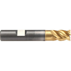 Emuge - 10mm Diam, 14mm LOC, 4 Flute Solid Carbide Roughing & Finishing End Mill - TiN/TiAlN Finish, 66mm OAL, 10mm Shank Diam, Weldon Shank, 45° Helix, Stub Length - Americas Industrial Supply