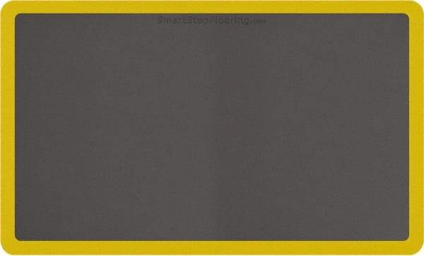 Smart Step - 5' Long x 3' Wide, Dry Environment, Anti-Fatigue Matting - Gray with Yellow Borders, Urethane with Urethane Sponge Base, Beveled on All 4 Sides - Americas Industrial Supply