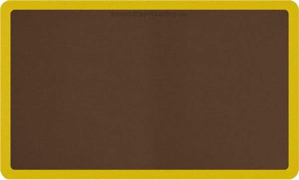 Smart Step - 5' Long x 3' Wide, Dry Environment, Anti-Fatigue Matting - Brown with Yellow Borders, Urethane with Urethane Sponge Base, Beveled on All 4 Sides - Americas Industrial Supply