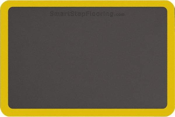 Smart Step - 3' Long x 2' Wide, Dry Environment, Anti-Fatigue Matting - Gray with Yellow Borders, Urethane with Urethane Sponge Base, Beveled on All 4 Sides - Americas Industrial Supply