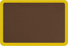 Smart Step - 3' Long x 2' Wide, Dry Environment, Anti-Fatigue Matting - Brown with Yellow Borders, Urethane with Urethane Sponge Base, Beveled on All 4 Sides - Americas Industrial Supply