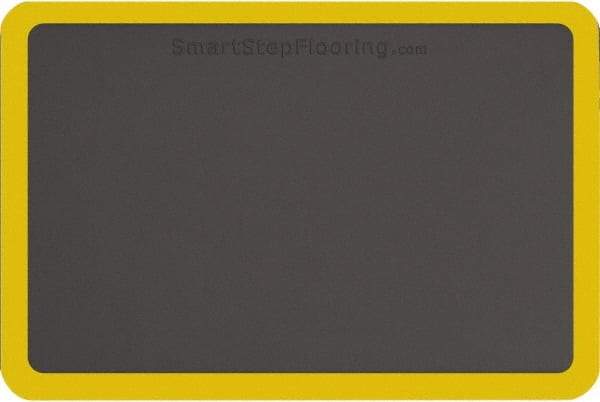 Smart Step - 3' Long x 2' Wide, Dry Environment, Anti-Fatigue Matting - Gray with Yellow Borders, Urethane with Urethane Sponge Base, Beveled on All 4 Sides - Americas Industrial Supply