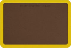 Smart Step - 3' Long x 2' Wide, Dry Environment, Anti-Fatigue Matting - Brown with Yellow Borders, Urethane with Urethane Sponge Base, Beveled on All 4 Sides - Americas Industrial Supply