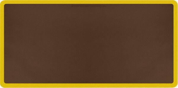 Smart Step - 6' Long x 3' Wide, Dry Environment, Anti-Fatigue Matting - Brown with Yellow Borders, Urethane with Urethane Sponge Base, Beveled on All 4 Sides - Americas Industrial Supply