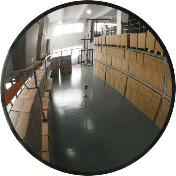 PRO-SAFE - Indoor/Outdoor Round Convex Safety, Traffic & Inspection Mirrors - Glass Lens, Galvanized Steel Backing, 30" Diam x 31" High - Americas Industrial Supply