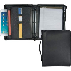 Samsill - 13-1/2" Long x 11" Wide Leatherette Two-Pocket Portfolios - Black - Americas Industrial Supply