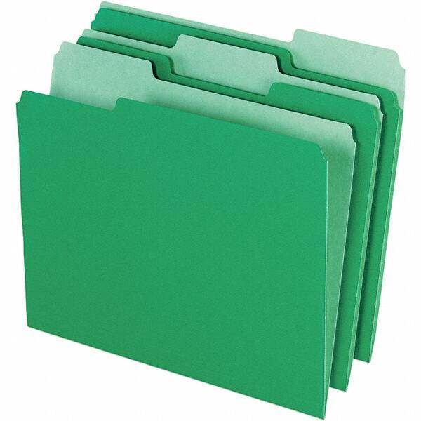 Pendaflex - 11-5/8 x 9-1/2", Letter Size, Green/Light Green, File Folders with Top Tab - 11 Point Stock, Assorted Tab Cut Location - Americas Industrial Supply