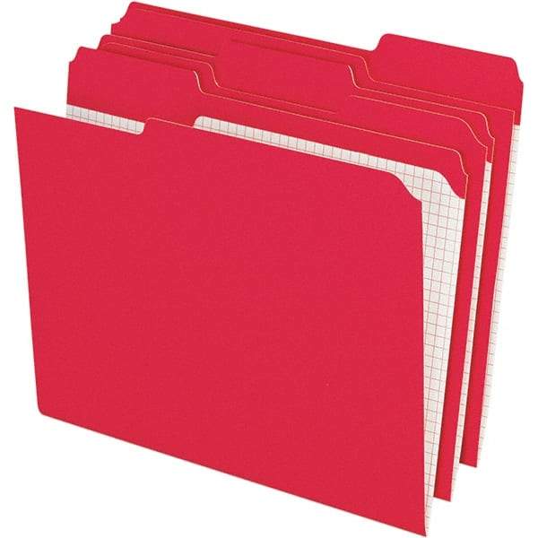 Pendaflex - 11-5/8 x 9-1/2", Letter Size, Red, File Folders with Top Tab - 11 Point Stock, Assorted Tab Cut Location - Americas Industrial Supply