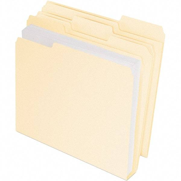 Pendaflex - 11-5/8 x 9-1/2", Letter Size, Manila, File Folders with Top Tab - 11 Point Stock, Assorted Tab Cut Location - Americas Industrial Supply