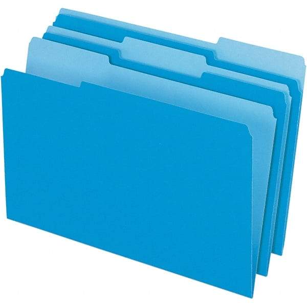 Pendaflex - 14-5/8 x 9-1/2", Legal, Blue/Light Blue, File Folders with Top Tab - 11 Point Stock, Assorted Tab Cut Location - Americas Industrial Supply